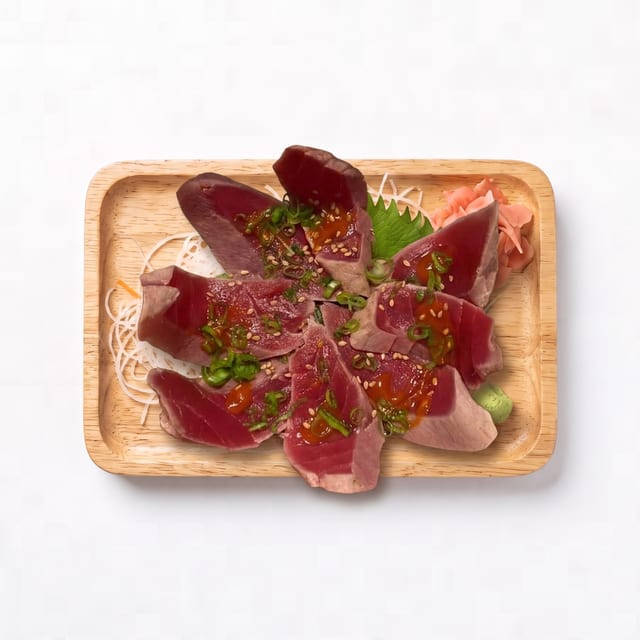 Tuna Tataki, White Fish, or Escolar Carpaccio.
