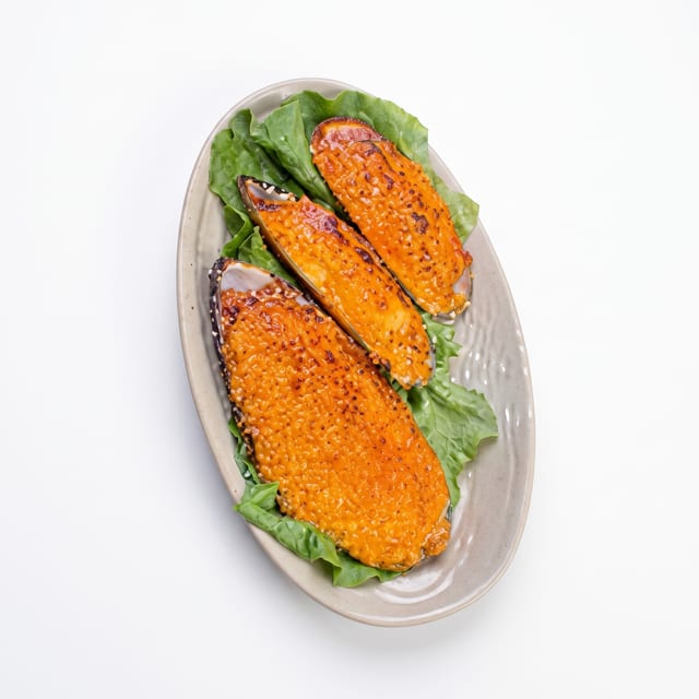 Baked Green Mussels.